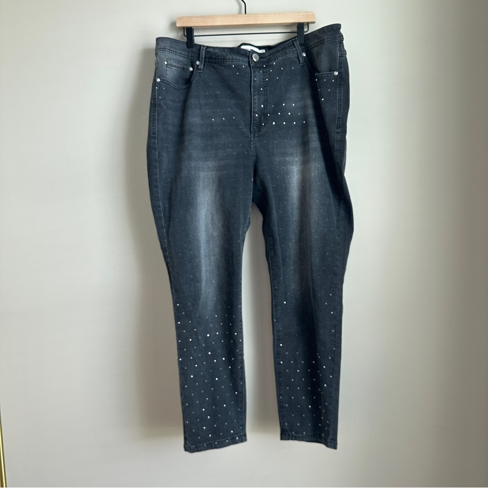 Rebecca Minkoff Black Studded Skinny Jeans Women’s Size 20W Stretch Mid Rise